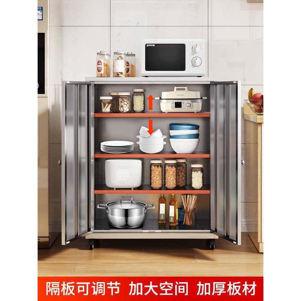 304不锈钢厨房玻璃门碗柜餐边柜家用厨房橱柜餐厅柜收纳柜储