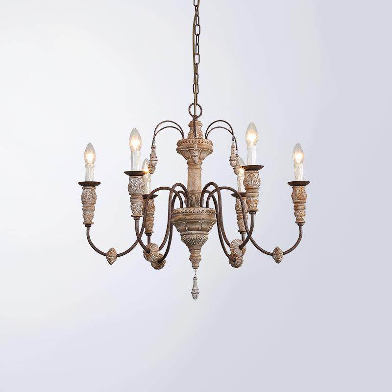 创意美式乡村法式复古木艺吊灯简约客厅餐厅卧室楼梯间复式楼吊灯