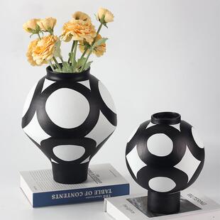 新中式复古水墨纹花瓶干花插花器样板间售楼处装饰品现代艺术摆件