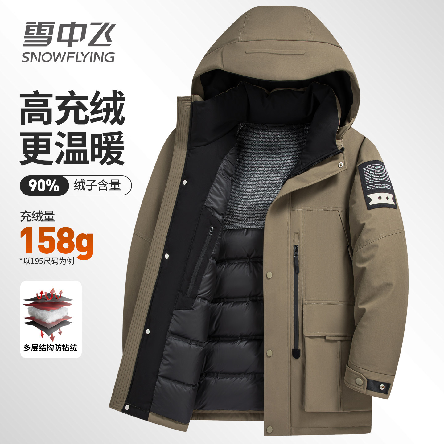 雪中飞冬季休闲廓形工装羽绒服