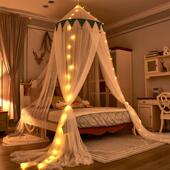 圆顶蚊家用童儿帐公主吊顶式 床幔F96TJ95S免安装 吊挂双层床风免打