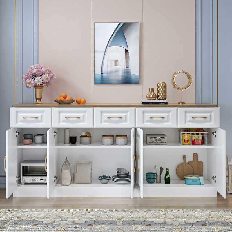 厅实木餐边柜简柜约现客边家用橱柜加长白色柜子防代晒阳QSV台储