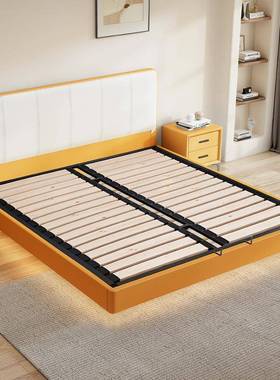 悬浮床床钢木现简代约小户型省空间超薄床头齐边床LEU1.5m床架双