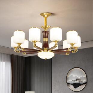 新中式客厅吊灯高端实木智能别墅主灯中国风餐厅中山灯具2023新款