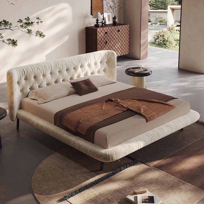 意式双极C011-布艺床奶油1风设计师轻奢主卧简.8米人婚床现代简约