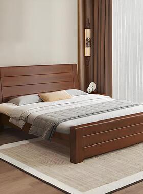 新双中式实木米81人床主卧2OZE025年新款出租房用胡桃色床1米5单