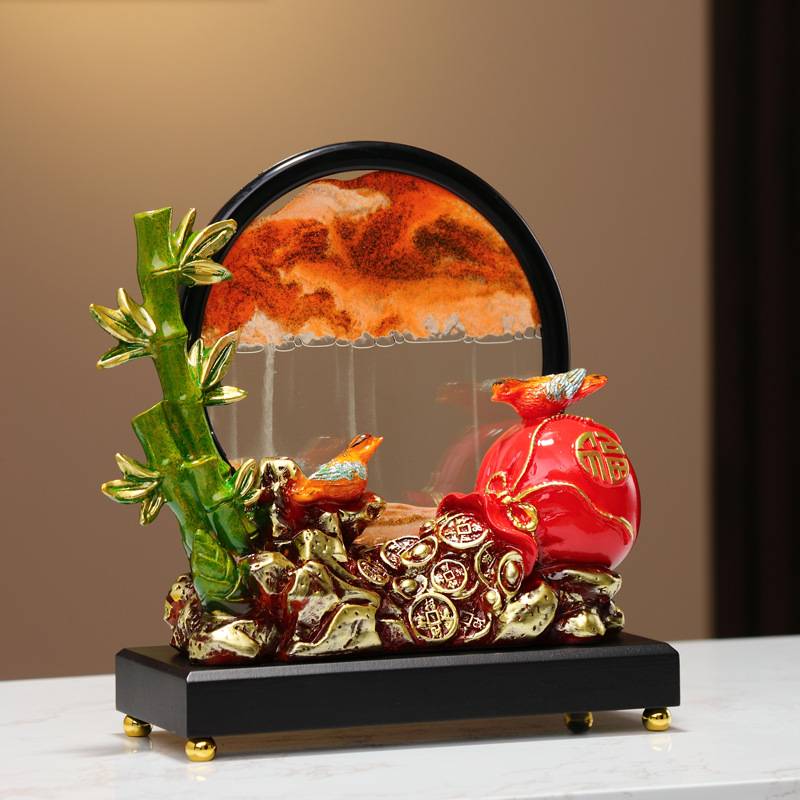 创意中式节节高升摆件高档玄关客厅流沙画装饰轻奢办公室艺术沙漏图片