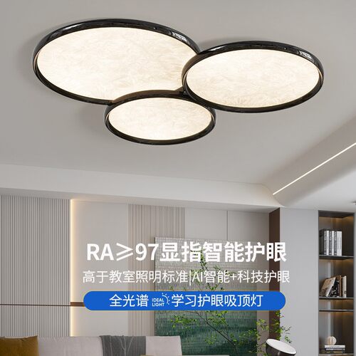 2025新款冰花纹客厅吊灯意式极简LED智能护眼卧室餐厅灯中山灯具