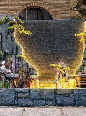 水幕墙流水喷泉摆件屏风花景落观53254庭院园布置水水景地喷泉假