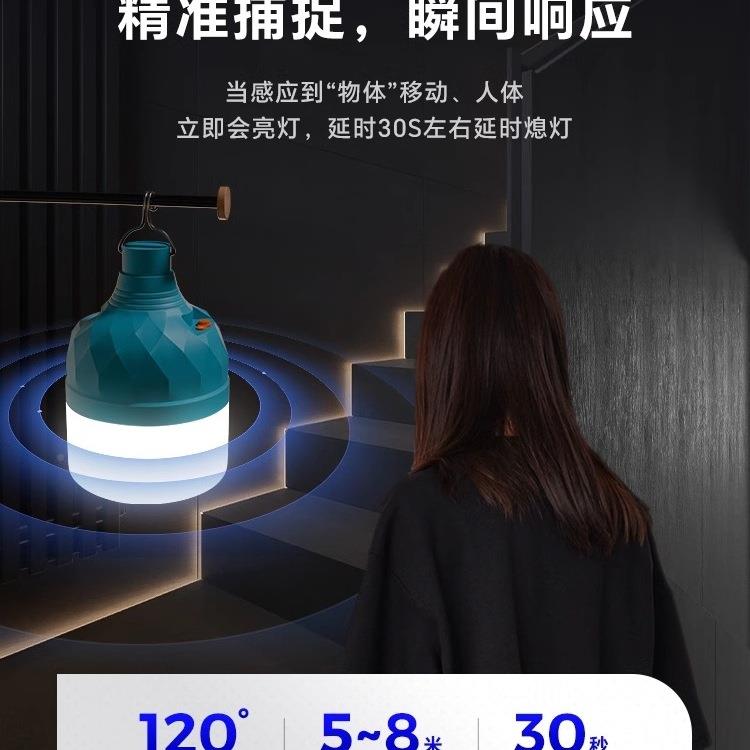 电感厕应灯楼道走廊所夜间不插线电充免KDP接雷达感应灯泡节能