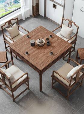 严选原八仙桌打牌掼蛋wyy24100桌椅老榆木新方中式纯实木餐桌小户