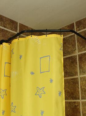 装304淋免打孔一体成形钻石形浴帘OOX杆黑色浴杆套防水浴帘隔断帘