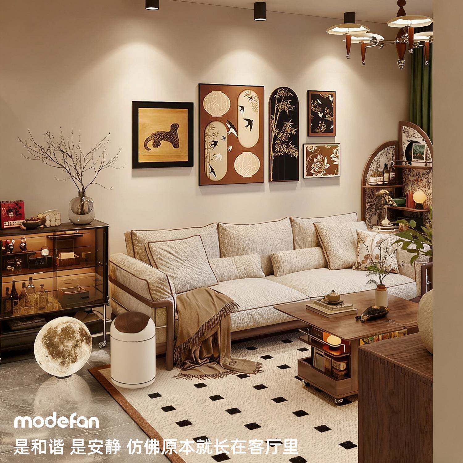 量高用颜值翻盖垃圾桶家客厅厨房卫生间卧YM-7831-轻奢室大容带轮