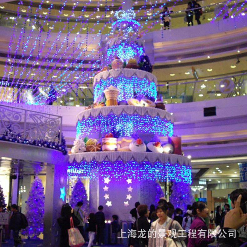 大型圣诞蛋糕树用于放置商业酒店活动中心/走廊街道圣诞圆球吊饰