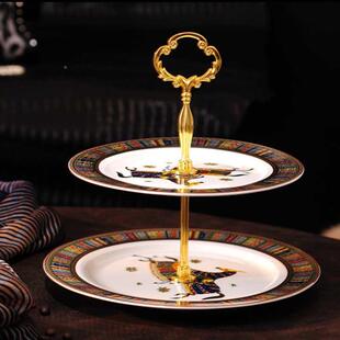 欧式西餐盘双层水果英式盘KVO创意午茶点心盘托盘蛋下糕点甜盘