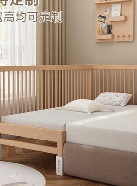 实榉木儿儿童床男孩拼接床婴小床拼大床加宽宝床宝WHH边床木床带