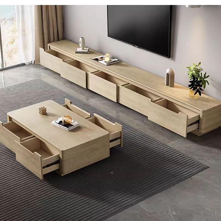 轻奢岩茶几电视柜44现几代简约家板用加小户型实木岩板茶极简电视