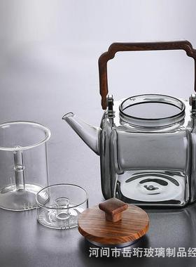 新玻款八方来财炉方形提梁壶煮茶壶耐高璃CVE温花茶壶电陶炉围煮