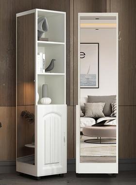 穿带衣镜全身落地镜入户体用卧室可旋转复古家JTD试衣镜子挂衣架