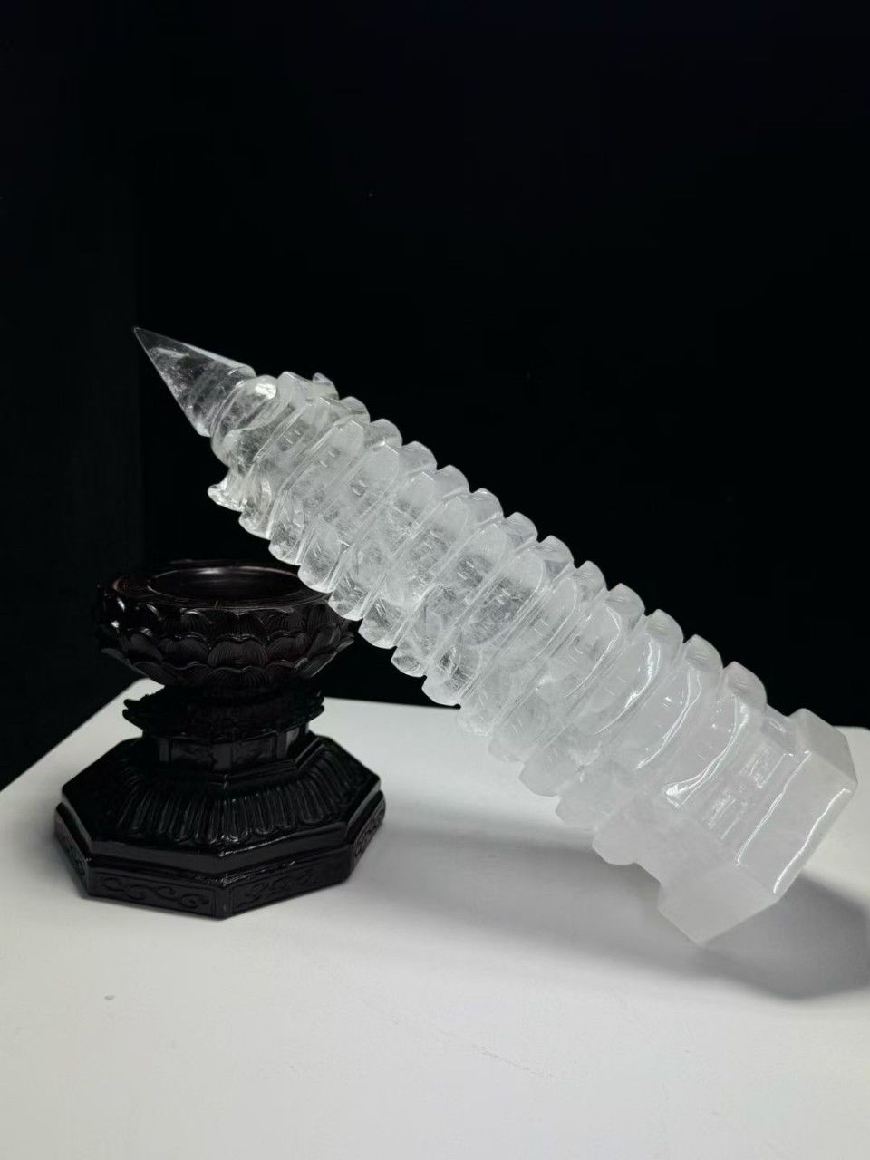 天然水晶白水晶文昌塔书桌摆件工艺品水晶塔办公家居风水高25.4mm