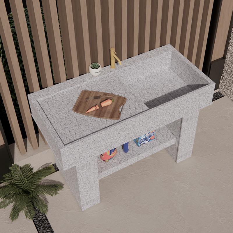 2I大理石洗衣池体台家盆农村用阳台洗手池带水无品牌/搓衣板户外