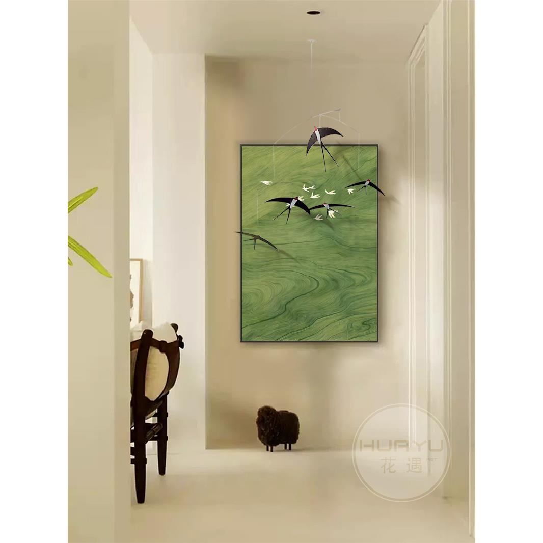 燕子挂饰术法式中古风厅装画入户饰正对门玄关画现代简ANH约艺客