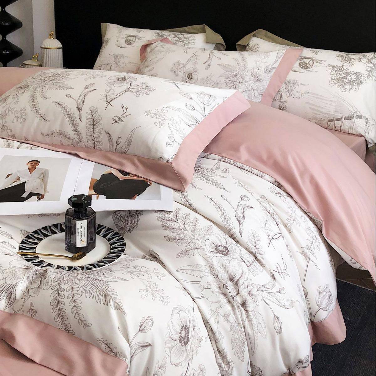 枯玫瑰式磨毛件套四纯RFK美棉干长绒棉印花保暖床单床笠