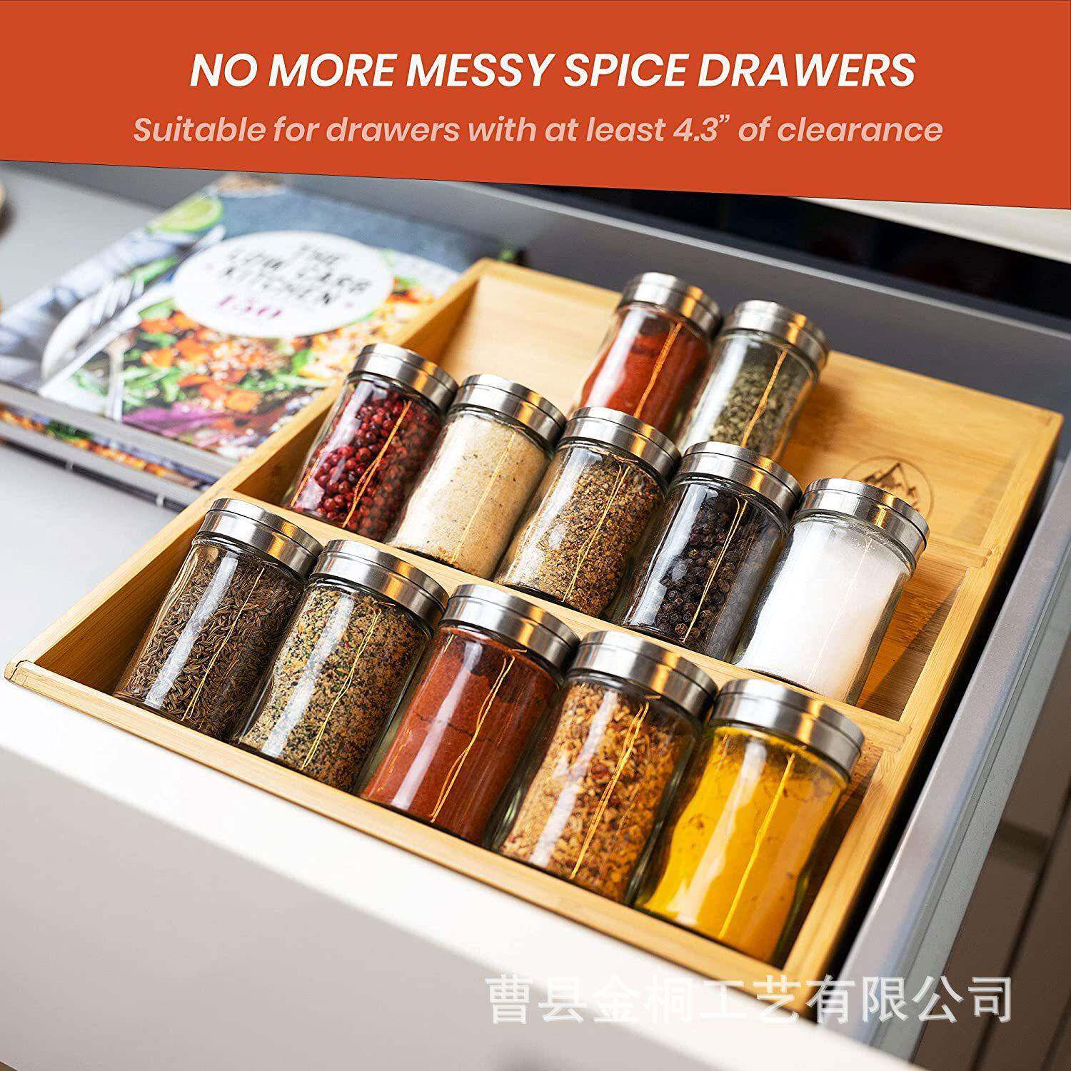 新中式厨房调料收纳架木质多层置物架实木调味料瓶桌面折叠整理架
