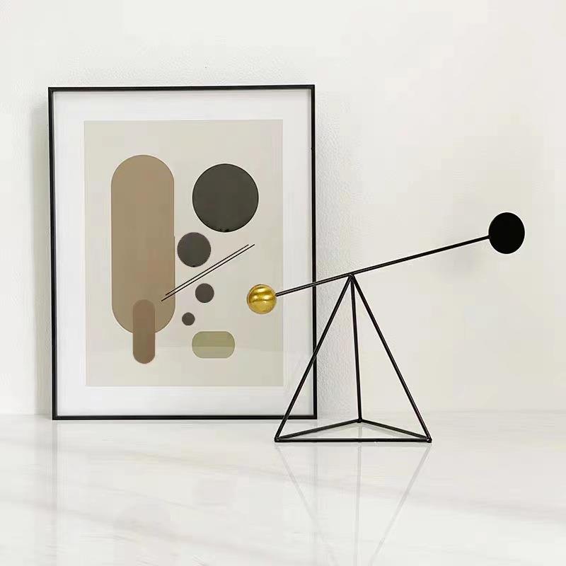 代轻奢平衡现杆黑色几摆何铁FZU艺件玄关板房客样厅电视柜软装饰