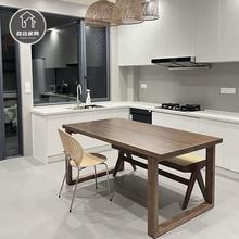 现代全实木莫比恩约餐mbe-0254桌简桌客厅原木大书饭桌中古风长桌