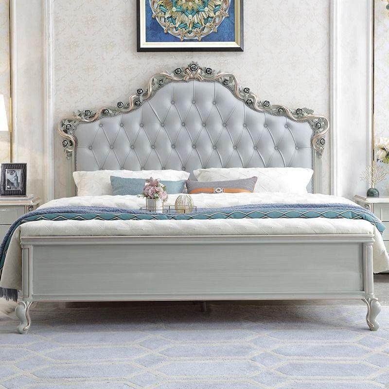 GYA美轻1奢实木双人床.8m卧室家具现式廷代简约孔雀蓝宫HQT公主床