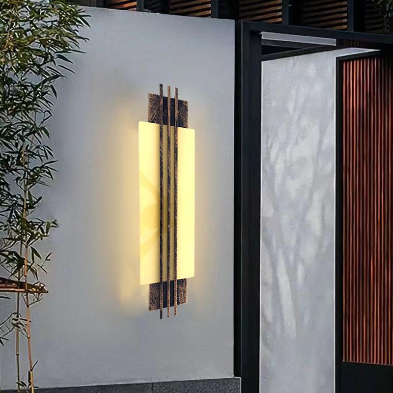 022QXHH0085款中式新仿云石太阳能庭院壁灯防潮led别道墅景观路墙