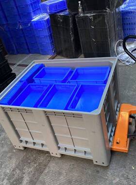 料长方形大号塑卡TYT箱可带盖中转箱料九脚底塑箱川字板型底卡板