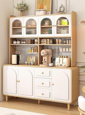原木奶油风餐多边柜靠墙柜一体储物厨房柜客餐厅功LCV能收纳置物