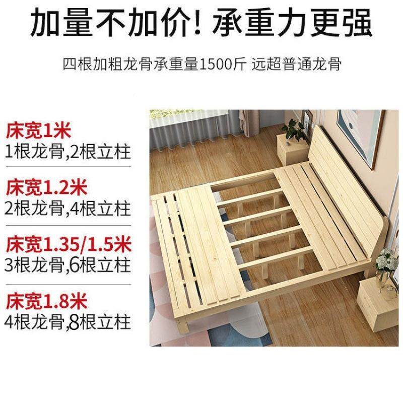 实床1.8米HSC简松木成双人床1.5米经济型人现木代简约易1单人床架