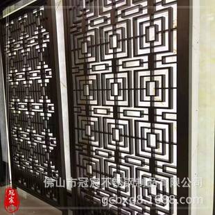 冠宸关简约不锈钢屏gc002风镂空入户玄店堂大酒装饰隔断来图