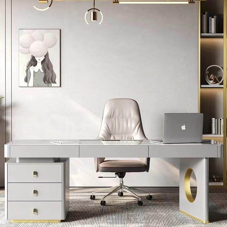 代简约岩板书式桌轻奢办公桌ZSZ-1052高设计师现端台电脑桌家用写