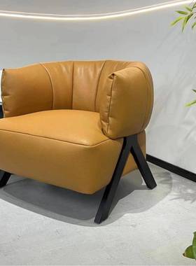 小店堂型轻复古奢单人沙发客厅洽谈沙发边椅JHA中式大商务酒单椅