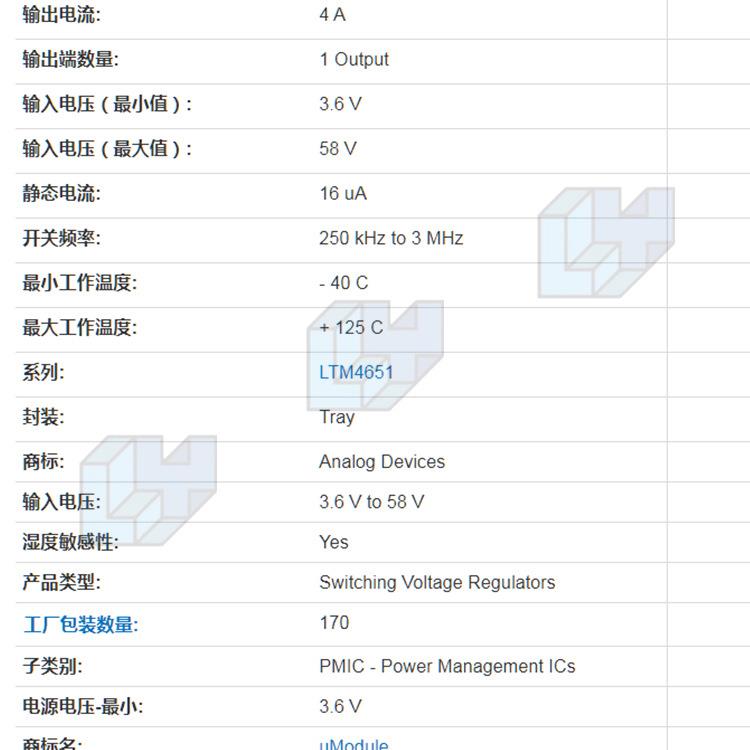 远凌实业LTM4651IY#PB丝印LTM465FY封YVR装1BGA-77开关稳压器IC请
