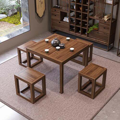 实木茶桌家小DMG户型形四小茶几棋牌室八方仙桌茶桌椅用组合
