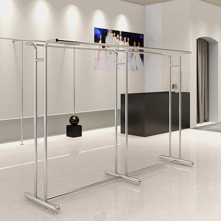 服装店中岛展示架不锈钢落地陈列架简约女装店铺双排侧挂挂衣货架