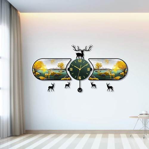 客厅装饰挂钟静音挂表北欧创意时尚现代家用钟表高级免打孔石英钟