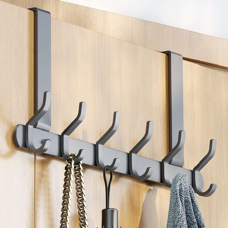 加长款门上挂钩6cm厚门 静音免打孔入户门背式衣服衣帽收纳置物架