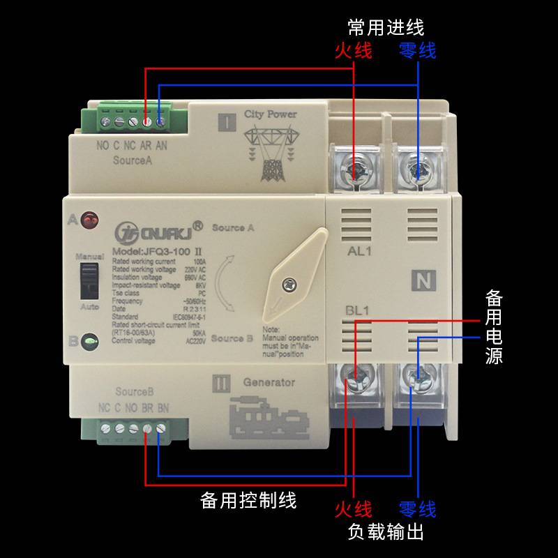 双电源自动转换开关110V毫秒级不间断切换器市电转发电220V2P3P4P