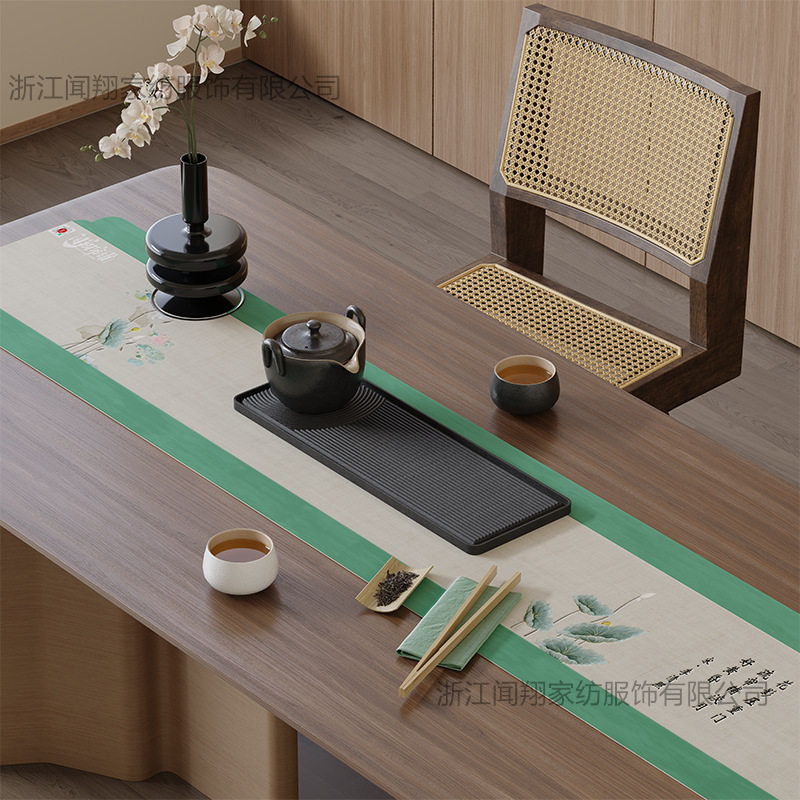 中式绸缎麂皮绒防水茶席