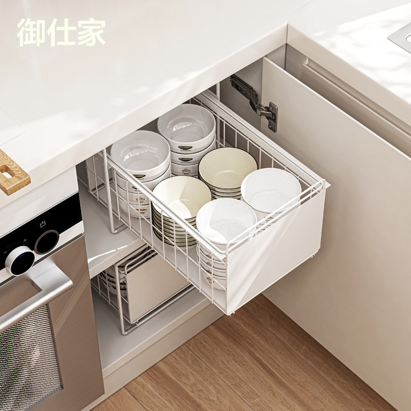 跨境厨房下水槽碗盘置物架抽拉式厨房台面柜子收纳置物架可推拉