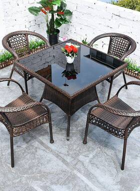 户阳台休桌椅庭院藤椅三露件套室外台闲腾椅藤编椅JTF子小外茶几