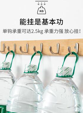 WH231201高品楠竹免打孔质架墙上挂衣钩爆款上款墙单排挂衣欧美家