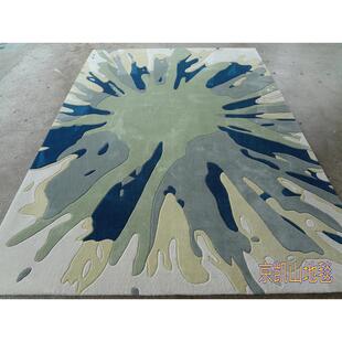 新中式墨冲抽象水画厅格子样板房宾客厅茶几沙681发地毯大接待室