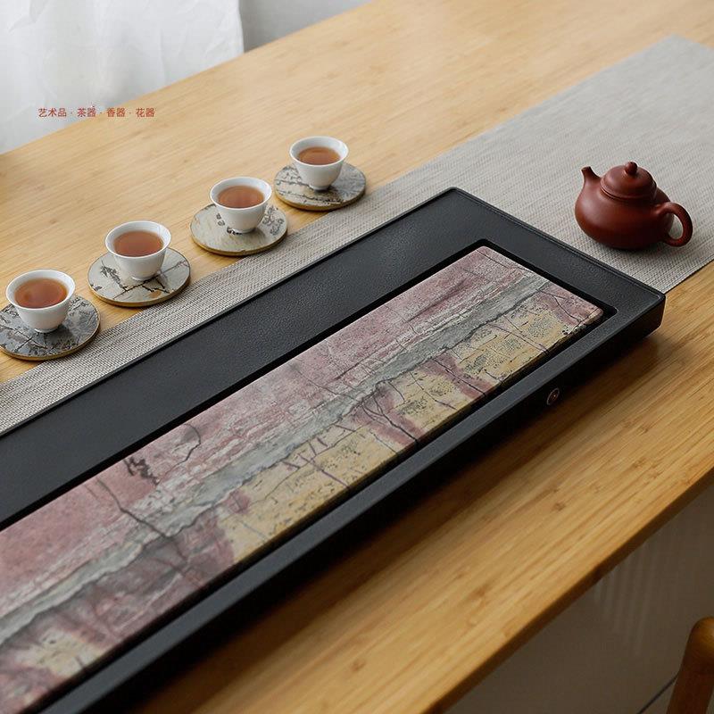 天然国画石茶盘家用乌金石轻奢约现代简干泡茶湿泡台石头NFI茶海